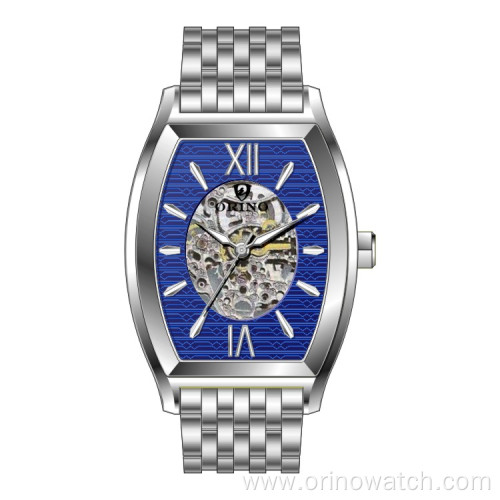 Tonneau Skeleton Manual Mechanical Wrist Watch